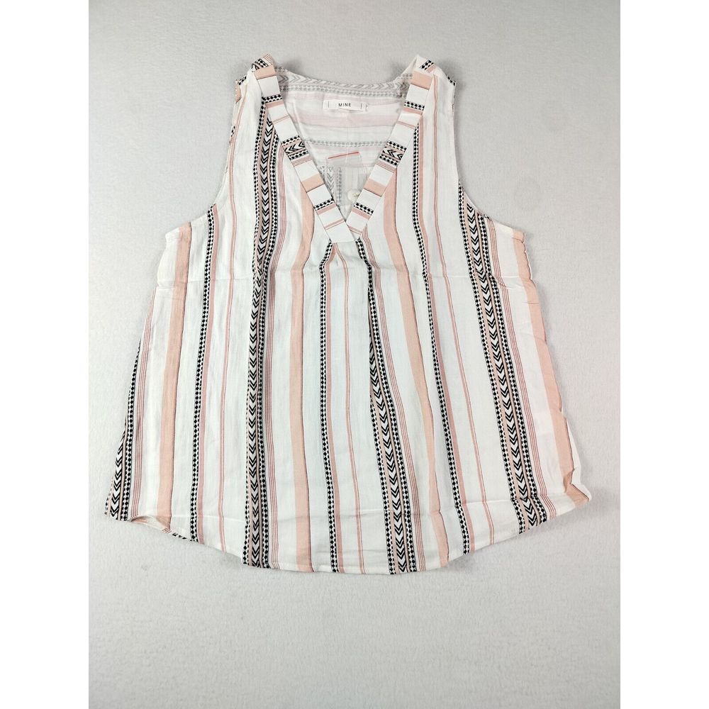 Bohemian Top Womens Small  Pink‎ Black Striped Geometric Hippie Lagenlook Mine